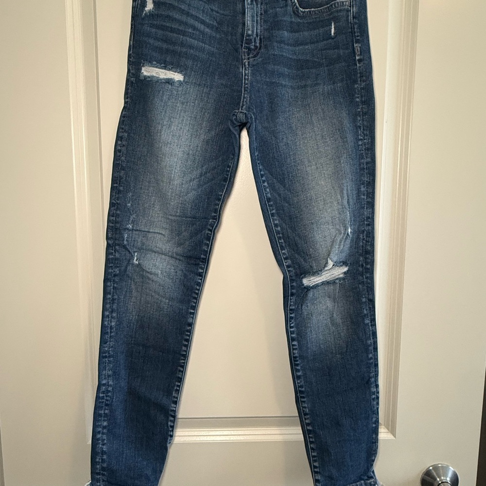 Flying Monkey Dark Wash Distressed Women's Jeans - Blue